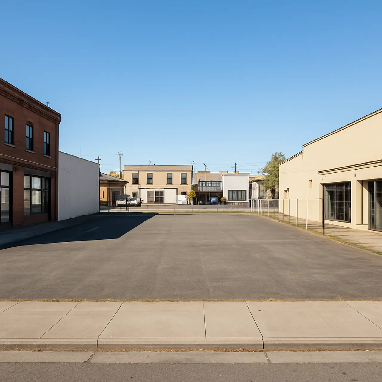 Downtown street with low commercial buildings