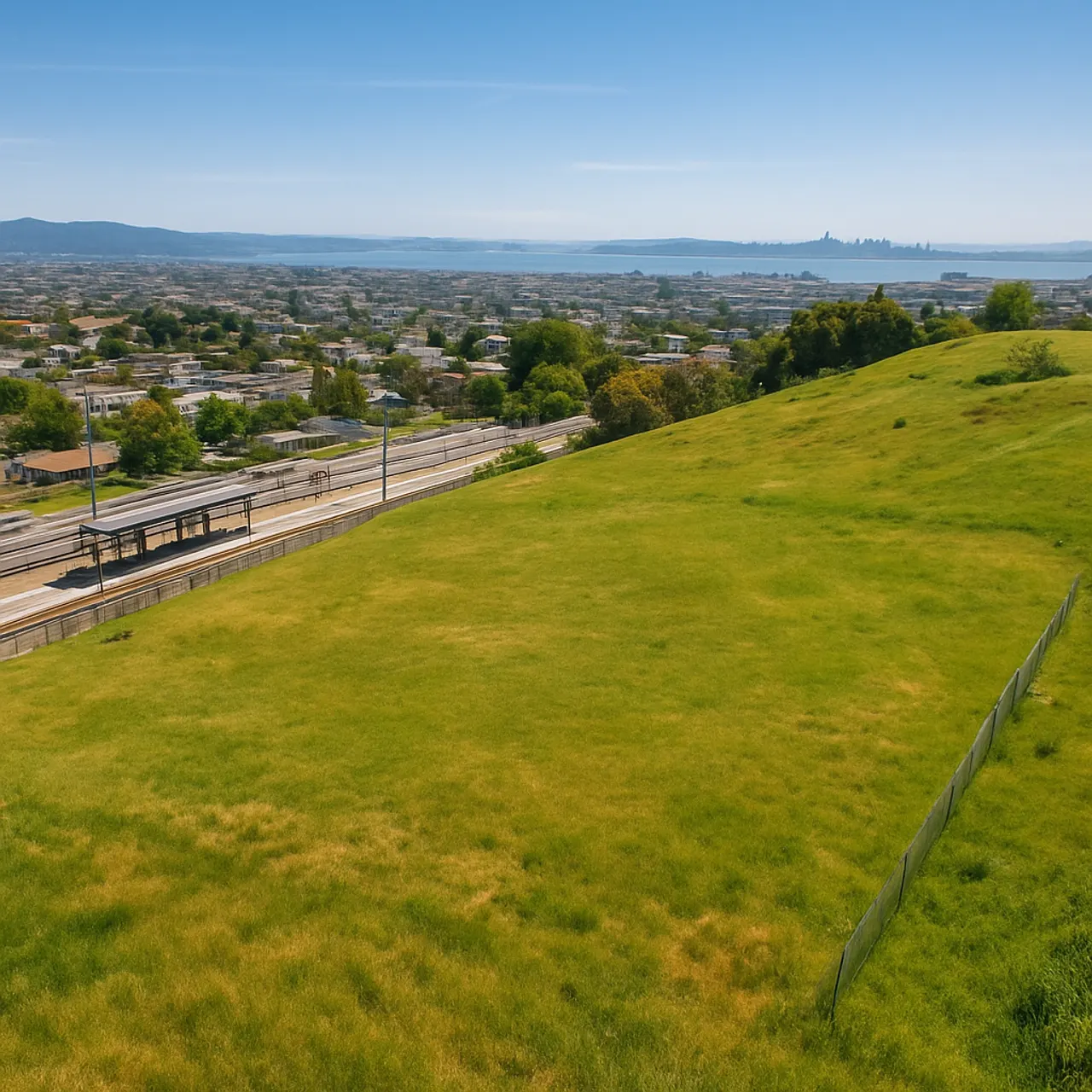 Open land in a hillside commercial district