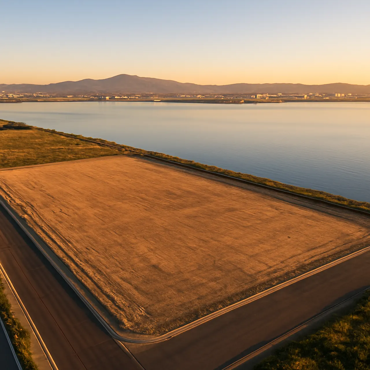 Waterfront edge with open land beside the bay