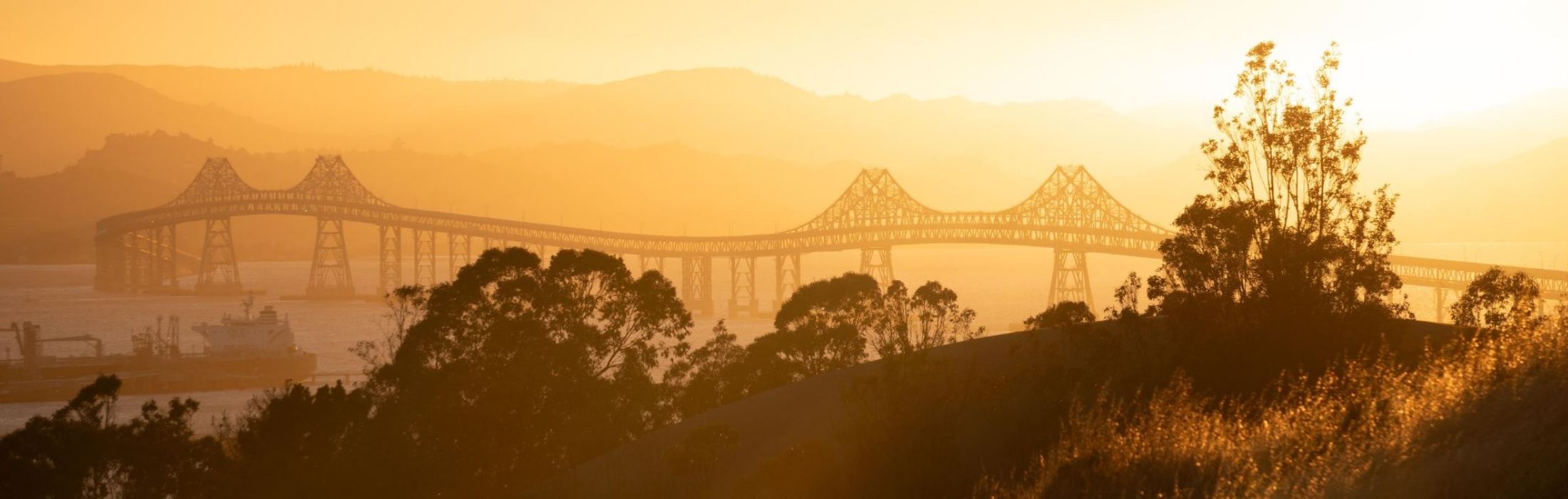 Richmond San Rafael Bridge at golden hour